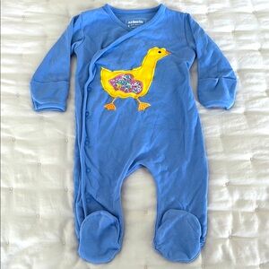 🐥Jojo Maman Bebe Duck Duckling Appliqué Baby Girl One Piece Romper Sleeper 6-9m